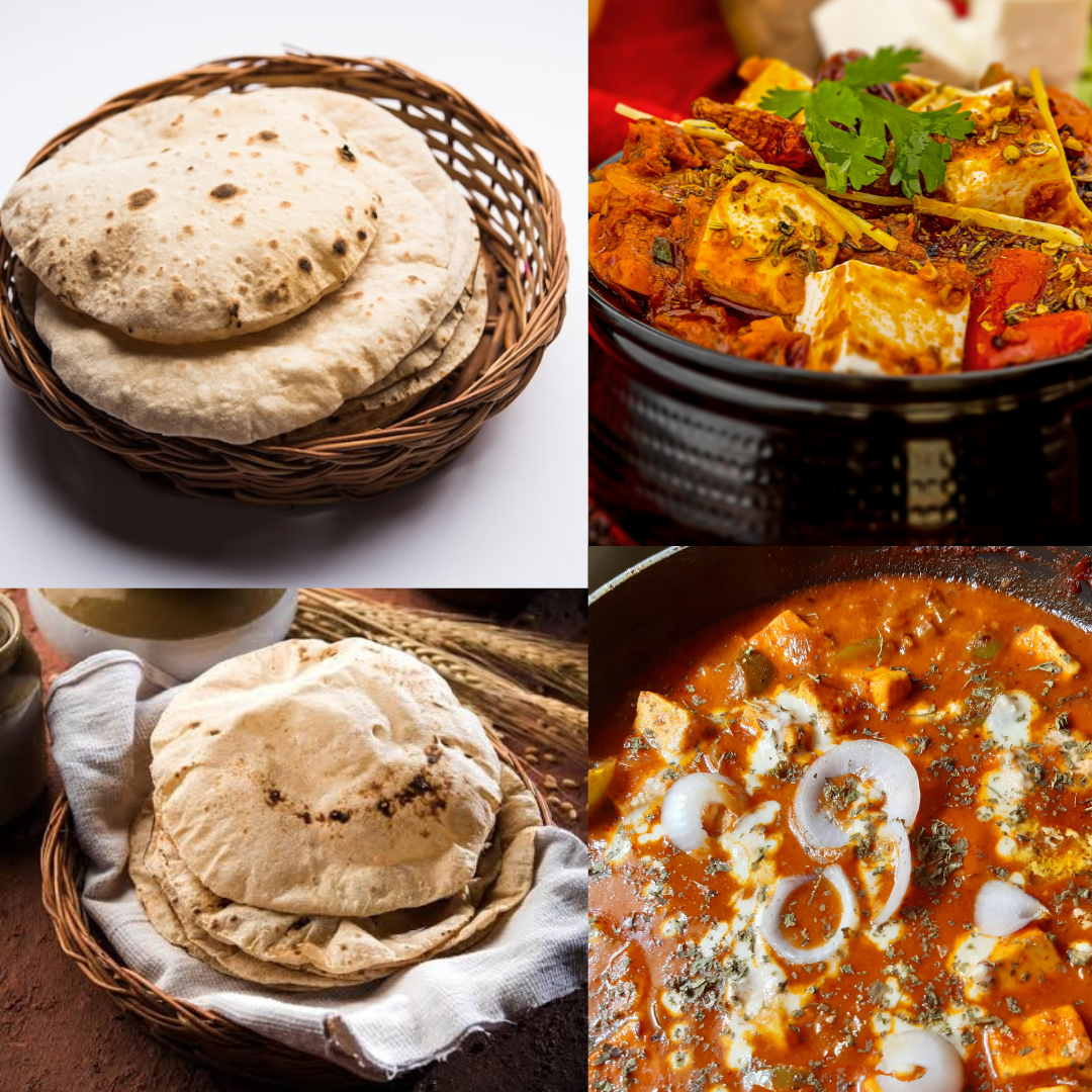 3 pcs Roti and Paneer Masala